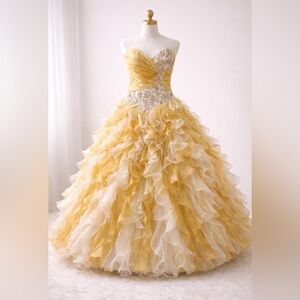 PC Marys Gold & Ivory Ball Gown – Size 10